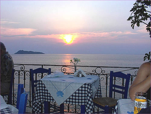 The Women's Cooperative Restaurant at the main square of Petra, Lesvos